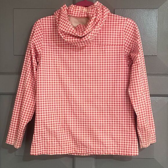 Lands End Kids Girls Gingham Red & White Hooded Rain Coat Sz M Preowned - Picture 4 of 11